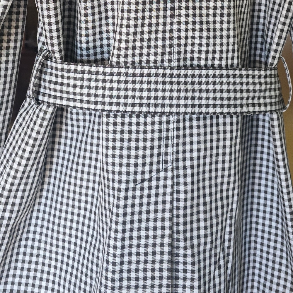 Coach Gingham Checked Short Trench Coat Medium Raincoat Gingham Plaid - Picture 7 of 14